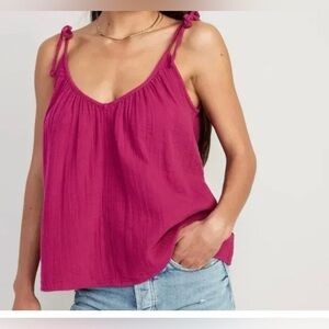 Old Navy Tie Shoulder Double-Weave Cami Swing Top